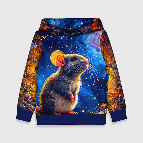 Детская толстовка Крыса и космическое небо / 3D-Синий – фото 1