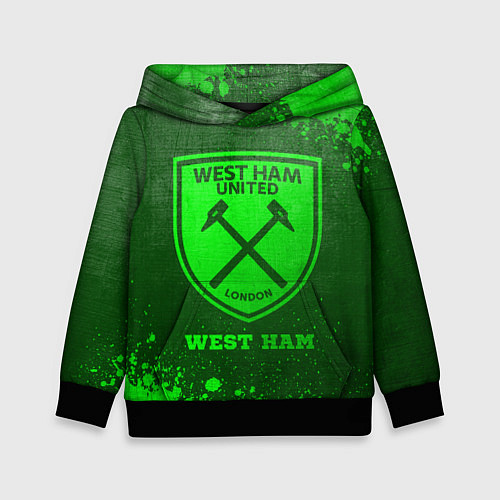 Детская толстовка West Ham - green gradient / 3D-Черный – фото 1