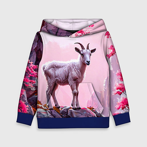 Детская толстовка Козлик в розовом свете / 3D-Синий – фото 1