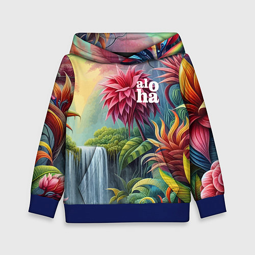 Детская толстовка Гавайские тропические цветы - алоха / 3D-Синий – фото 1