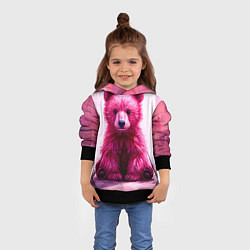 Толстовка-худи детская Розовый медведь, цвет: 3D-черный — фото 2