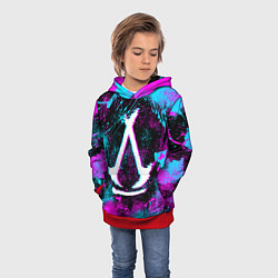 Толстовка-худи детская Assassins creed shadows - neon color, цвет: 3D-красный — фото 2