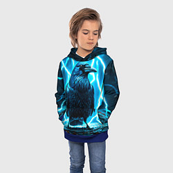 Толстовка-худи детская Черный ворон в разрядах молнии, цвет: 3D-синий — фото 2