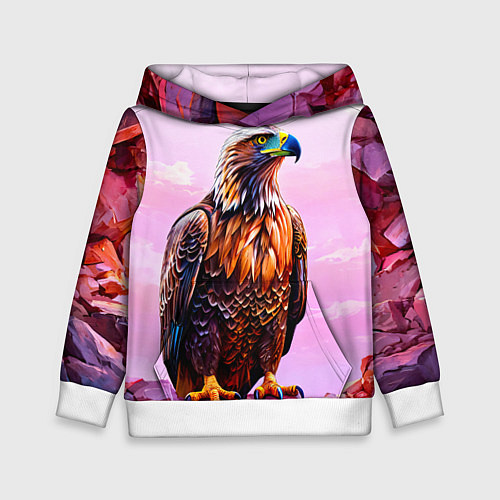 Детская толстовка Орел и розовый закат / 3D-Белый – фото 1