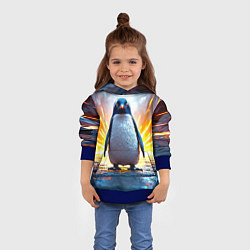 Толстовка-худи детская Эпичный пингвин, цвет: 3D-синий — фото 2