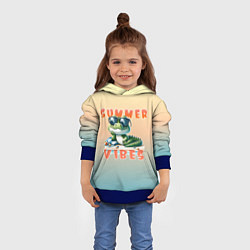 Толстовка-худи детская Крокодил на пляже, цвет: 3D-синий — фото 2