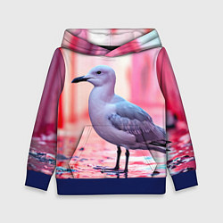 Толстовка-худи детская Чайка на розовом, цвет: 3D-синий