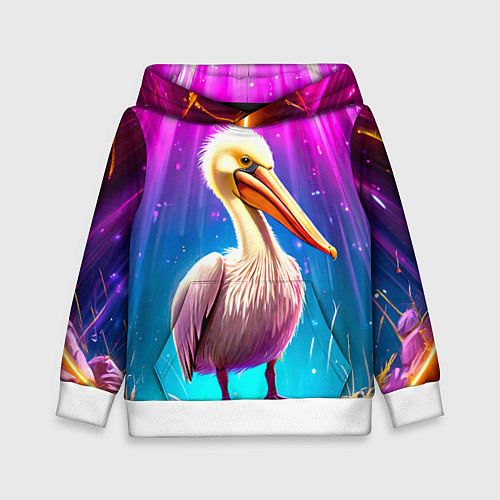 Детская толстовка Пеликан в сиянии лучей / 3D-Белый – фото 1