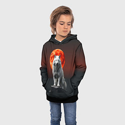 Толстовка-худи детская Белый волк в ночи, цвет: 3D-черный — фото 2