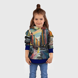 Толстовка-худи детская Улица в стиле экспрессионизм, цвет: 3D-синий — фото 2