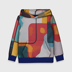 Толстовка-худи детская Абстракция с прямоугольниками, цвет: 3D-синий
