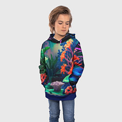 Толстовка-худи детская Морское дно с кораллами, цвет: 3D-синий — фото 2