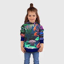 Толстовка-худи детская Морское дно с кораллами, цвет: 3D-синий — фото 2