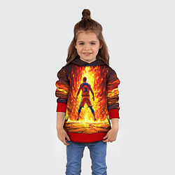 Толстовка-худи детская Баскетболист номер 28 в огне, цвет: 3D-красный — фото 2