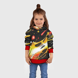 Толстовка-худи детская Текстура краска, цвет: 3D-красный — фото 2