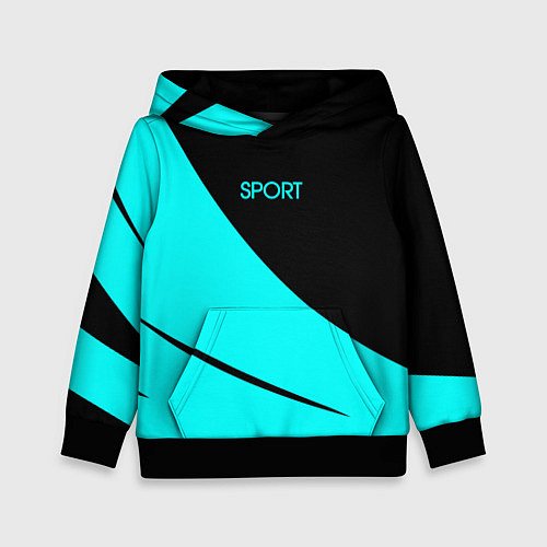 Детская толстовка Sport чёрный и неоновый голубой полосы / 3D-Черный – фото 1