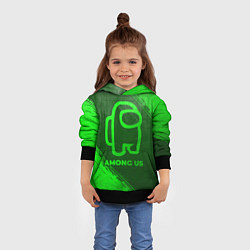 Толстовка-худи детская Among Us - green gradient, цвет: 3D-черный — фото 2
