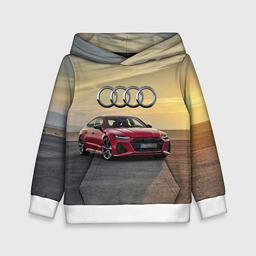 Детская толстовка Audi RS 7 на закате солнца / 3D-Белый – фото 1