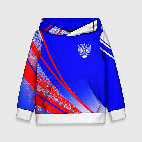 Детская толстовка Герб России на фоне цветов флага государства / 3D-Белый – фото 1
