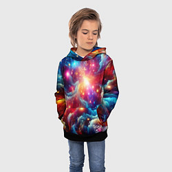Толстовка-худи детская Colorfull neon space clouds - ai art fantasy, цвет: 3D-черный — фото 2