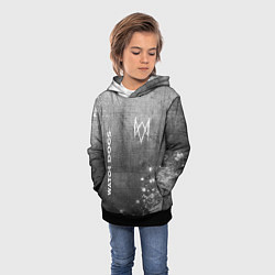 Толстовка-худи детская Watch Dogs - grey gradient вертикально, цвет: 3D-черный — фото 2