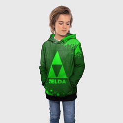 Толстовка-худи детская Zelda - green gradient, цвет: 3D-черный — фото 2