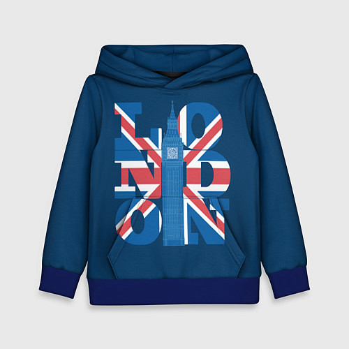 Детская толстовка Лондон - флаг Великобритании / 3D-Синий – фото 1