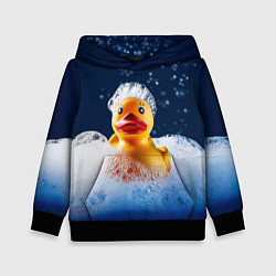 Толстовка-худи детская Резиновая уточка в мыльной пене, цвет: 3D-черный