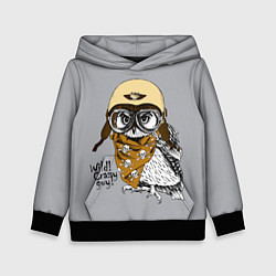 Толстовка-худи детская Owl - wild crazy guy, цвет: 3D-черный