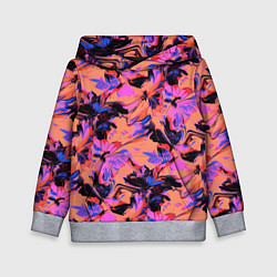 Толстовка-худи детская Абстрактные цветы - текучая краска, цвет: 3D-меланж