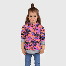 Толстовка-худи детская Абстрактные цветы - текучая краска, цвет: 3D-меланж — фото 2