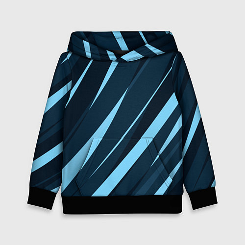 Детская толстовка Тёмный бирюзовый контрастные полосы / 3D-Черный – фото 1
