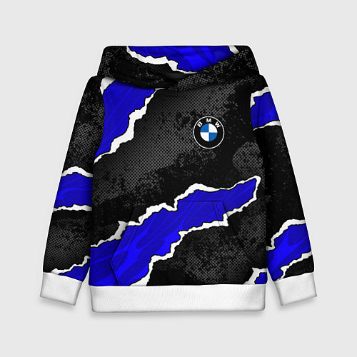 Детская толстовка BMW - синие разрывы / 3D-Белый – фото 1