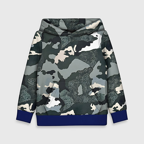 Детская толстовка Темно зеленый камуфляж / 3D-Синий – фото 1