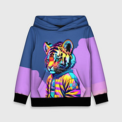 Толстовка-худи детская Cool tiger cub - pop art, цвет: 3D-черный