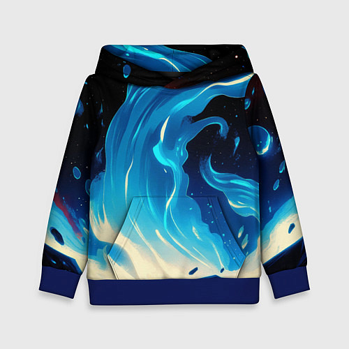 Детская толстовка Бело-синее пламя из абстрактных красок / 3D-Синий – фото 1
