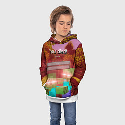 Толстовка-худи детская Try again - Minecraft, цвет: 3D-белый — фото 2