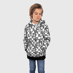 Толстовка-худи детская Черепа и клетчатый фон с дырами, цвет: 3D-черный — фото 2