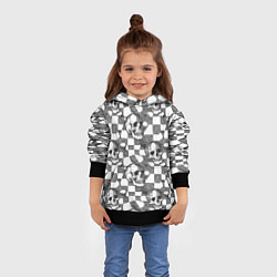 Толстовка-худи детская Черепа и клетчатый фон с дырами, цвет: 3D-черный — фото 2