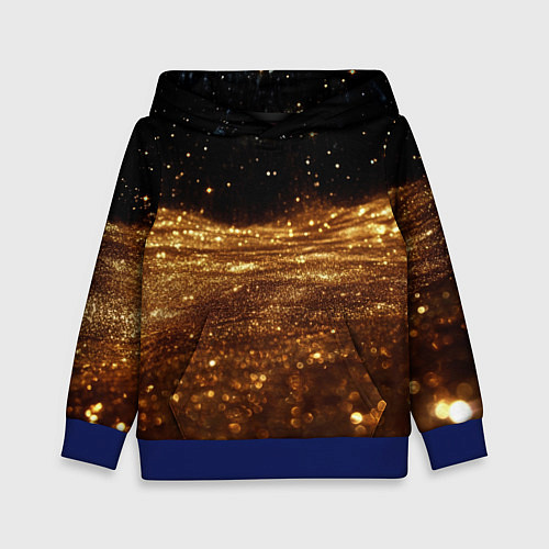 Детская толстовка Золотистые крупицы на черном / 3D-Синий – фото 1