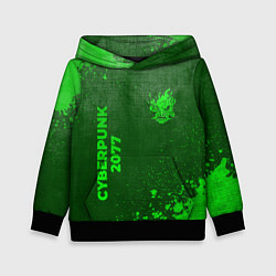 Толстовка-худи детская Cyberpunk 2077 - green gradient вертикально, цвет: 3D-черный
