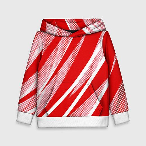 Детская толстовка Красно-белый абстракция с полосами / 3D-Белый – фото 1