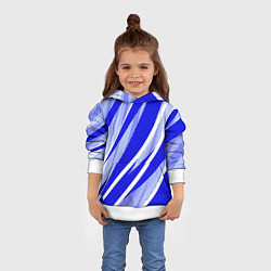 Толстовка-худи детская Абстрактный синий полосатый, цвет: 3D-белый — фото 2