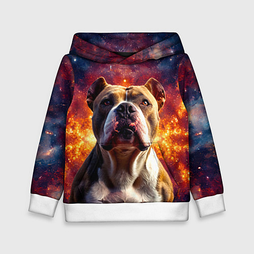 Детская толстовка Американский булль в космосе / 3D-Белый – фото 1