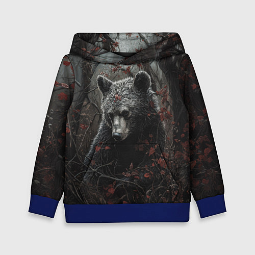 Детская толстовка Бурый мишка в дремучем лесу / 3D-Синий – фото 1