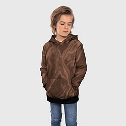 Толстовка-худи детская Коричневый абстракция в точку, цвет: 3D-черный — фото 2