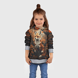 Толстовка-худи детская Лис в лесной чаще, цвет: 3D-меланж — фото 2