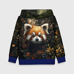 Толстовка-худи детская Красная панда в лесной чаще, цвет: 3D-синий