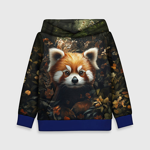 Детская толстовка Красная панда в лесной чаще / 3D-Синий – фото 1
