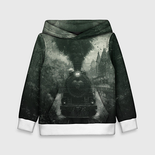 Детская толстовка Ретро иллюстрация паровоза / 3D-Белый – фото 1